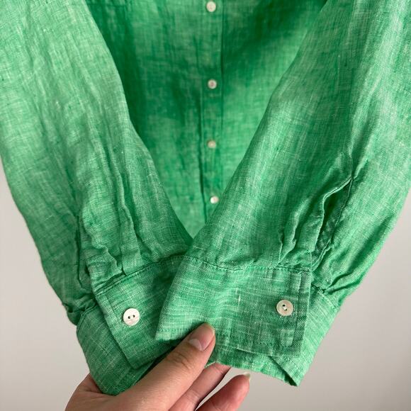 Lilly Pulitzer Sea View Button Down Breezy Linen Top Spearmint Green Size XXL - Picture 9 of 14